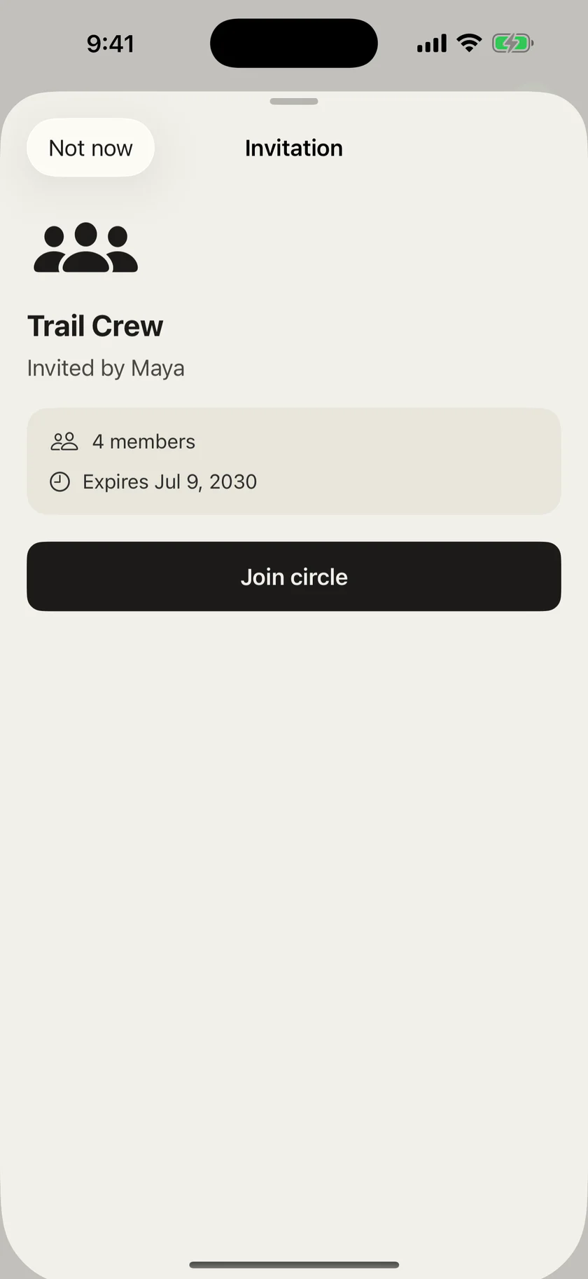 Moro invitation preview for the Trail Crew circle